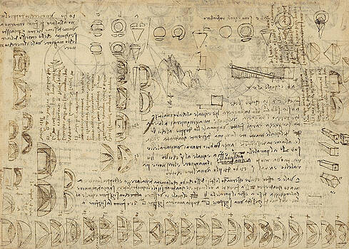 Leonardo Da Vinci - problema de Delos o duplicar equivalencia cubo entre varias partes del círculo de Atlantic Codex 