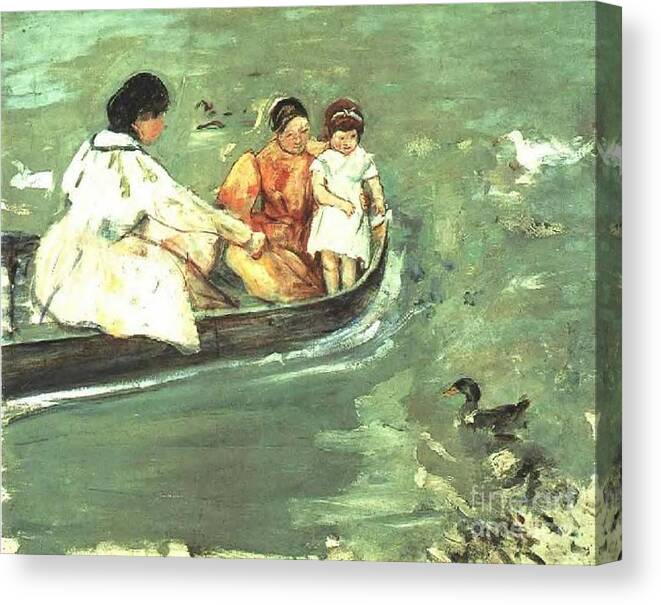 On The Water By Cassatt Canvas Print featuring the painting On The Water by Cassatt