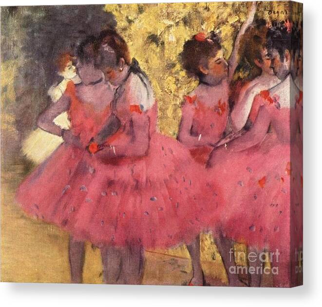 Master Artists Canvas Print featuring the painting The Pink Dancers Before The Ballet by Degas