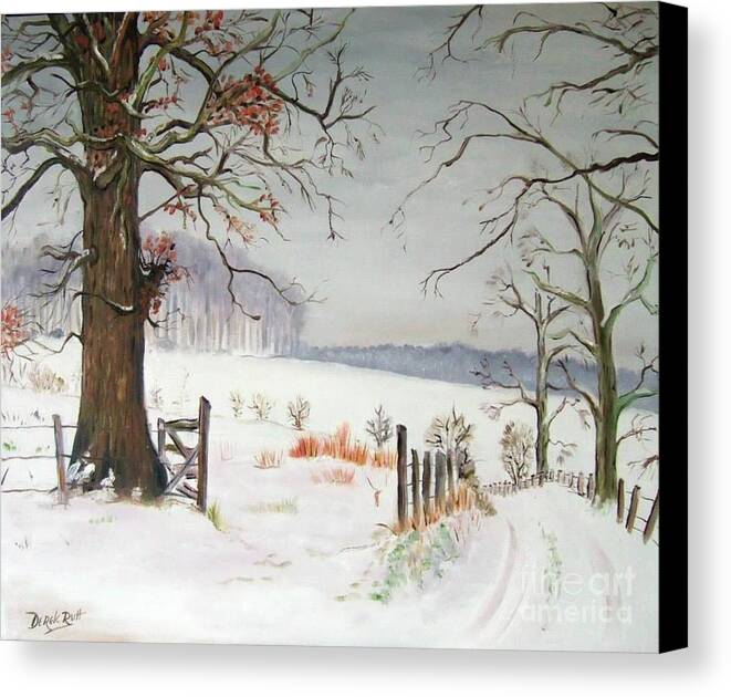 English Winter By Artist Derek Rutt Canvas Print featuring the painting English Winter by Derek Rutt