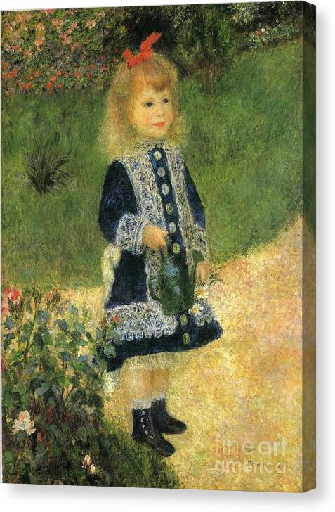 A Girl With A Watering Can By Renoir Canvas Print featuring the painting A Girl With A Watering Can by Renoir