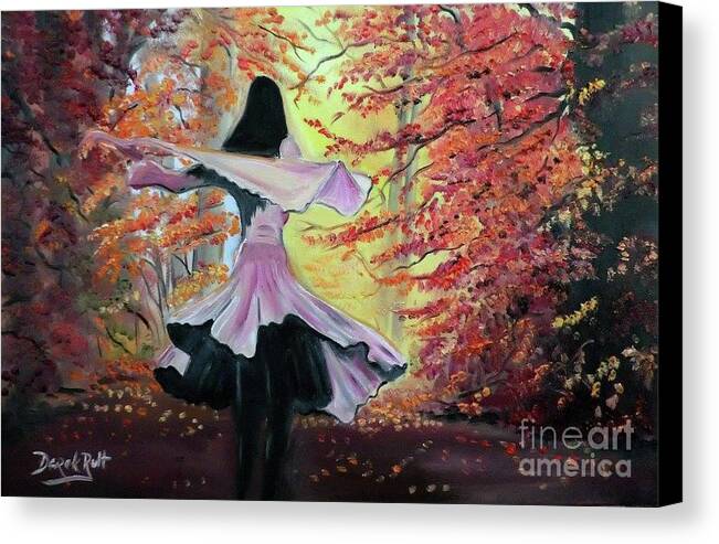 Dancing Into Autumn By Derek Rutt Canvas Print featuring the painting Dancing Into Autumn by Derek Rutt