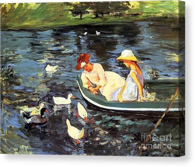 Summertime By Cassatt Canvas Print featuring the painting Summertime by Cassatt