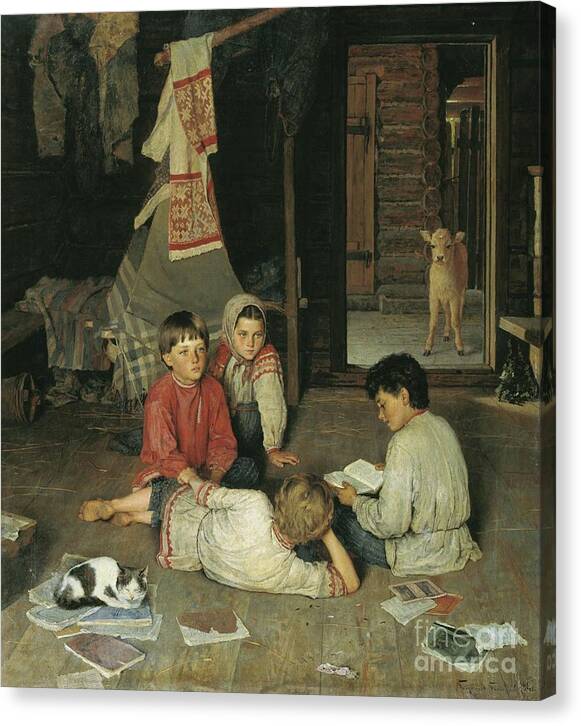 New Fairy Tale By Belsky Canvas Print featuring the painting New Fairy Tale by Nikolay Petrovich-Belsky
