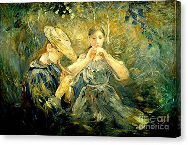 The Flute Player By Berthe Morisot Canvas Print featuring the painting The Flute Player by Berthe Morisot