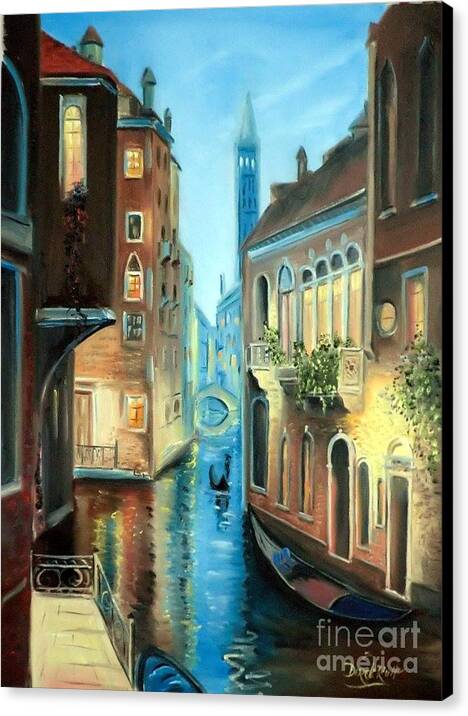Evening In Venice By Derek Rutt Canvas Print featuring the painting Evening In Venice by Derek Rutt