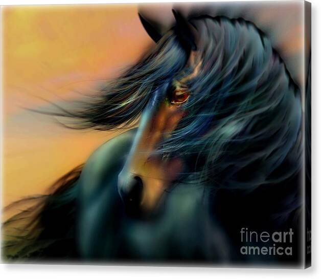 Blue Mane Canvas Print featuring the painting Blue Mane by Wbk