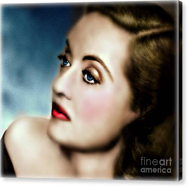 Bette Davis Canvas Print featuring the painting Bette, A Profile Of Beauty by Wbk