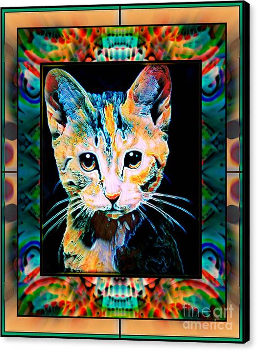 Arty Cat Montage By Wbk Canvas Print featuring the painting Arty Cat Montage by Wbk
