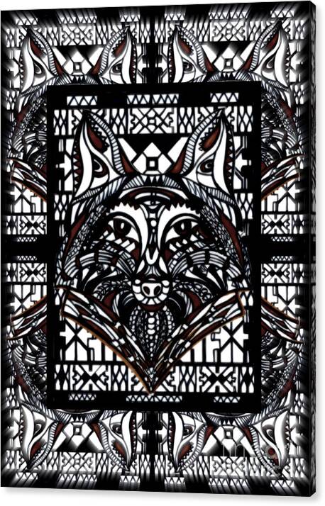 Native Wolf By Wbk Canvas Print featuring the painting Native Wolf by Wbk