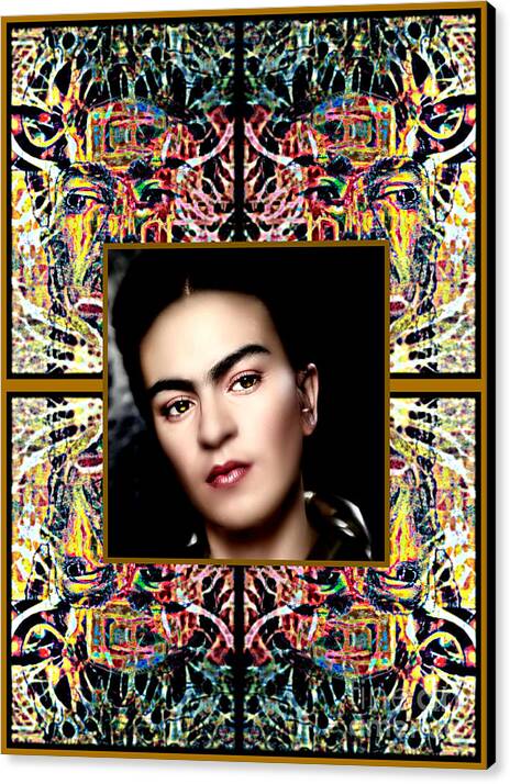 Kahlo By Wbk Canvas Print featuring the painting Kahlo by Wbk