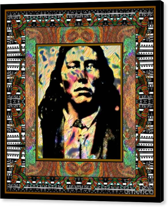 Taza Son Of Cochise Montage By Wbk Canvas Print featuring the painting Taza Son Of Cochise Montage by Wbk