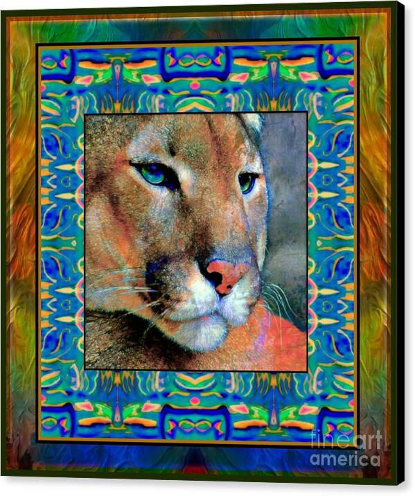 Puma Montage By Wbk Canvas Print featuring the painting Puma Montage by Wbk
