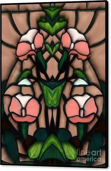 Stained Glass Floral By Wbk Canvas Print featuring the painting Stained Glass Floral by Wbk