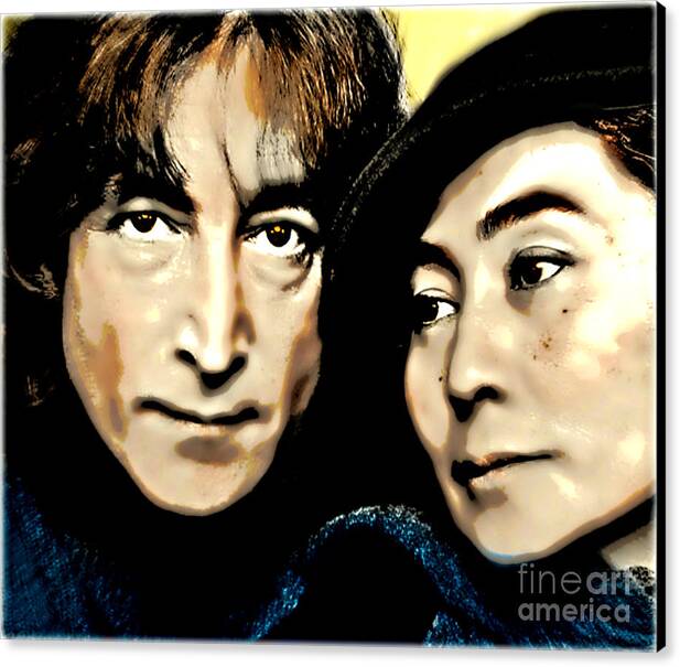 John And Yoko By Wbk Canvas Print featuring the mixed media John And Yoko by Wbk