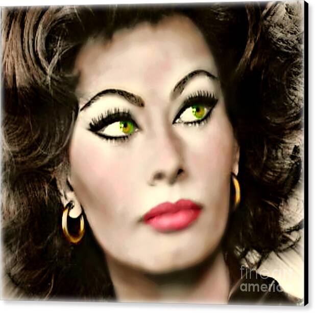 Sophia Loren #8 By Wbk Canvas Print featuring the painting Sophia Loren 8 by Wbk