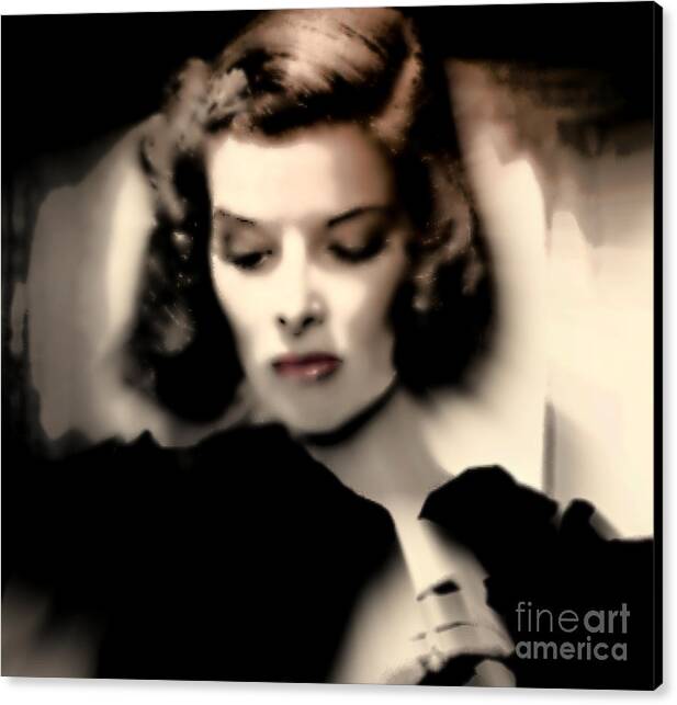 Hollywood Legends Canvas Print featuring the painting Katharine by Wbk