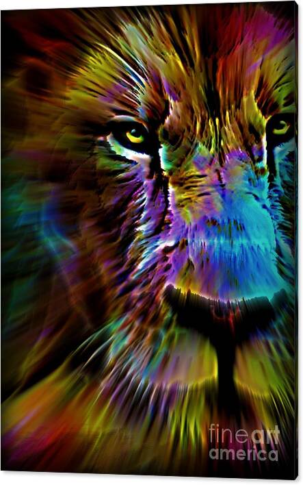 A Beautiful Lion By Wbk Canvas Print featuring the painting A Beautiful Lion by Wbk