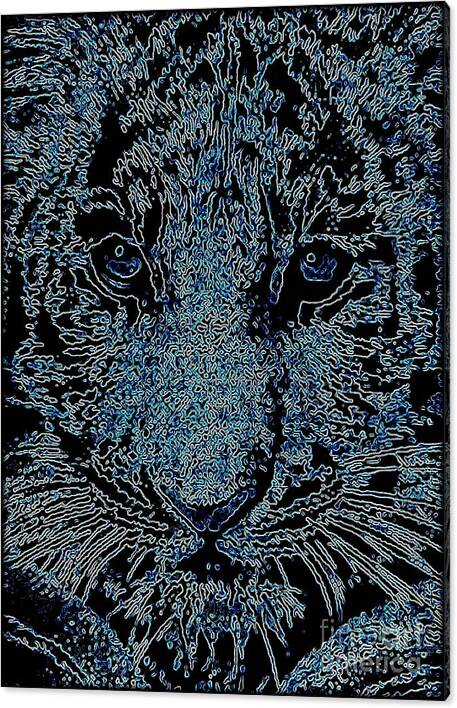 Animals Canvas Print featuring the digital art Blue Tiger by Wbk