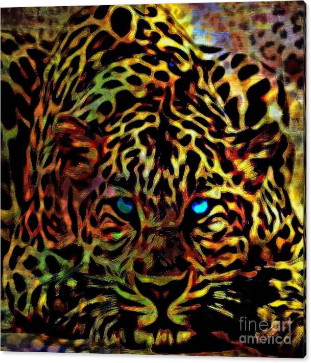 Cheetah Canvas Print featuring the painting Crouching Cheetah by Wbk