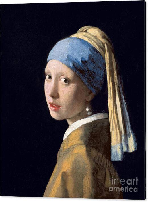 Girl With A Pearl Earring By Vermeer Canvas Print featuring the painting Girl With A Pearl Earring by Vermeer