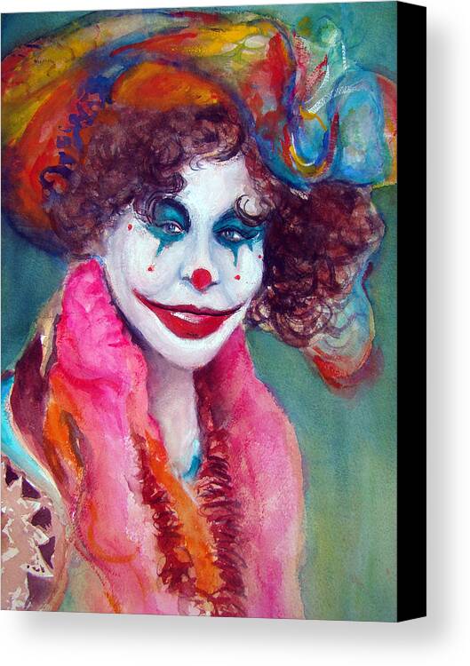 Clown Canvas Print featuring the painting Glamorous by <b>Myra Evans</b> - glamorous-myra-evans