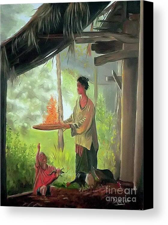 Every Day In The Thai Country Life By Derek Rutt Canvas Print featuring the painting Every Day In The Thai Country Life by Derek Rutt