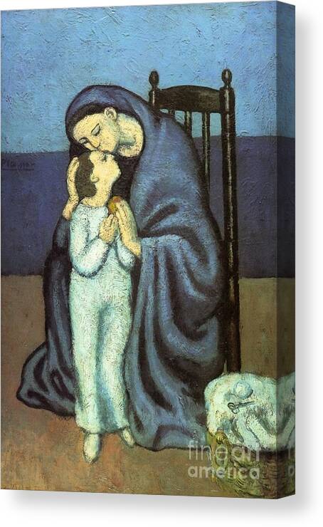 Motherhood By Picasso Canvas Print featuring the painting Motherhood by Picasso
