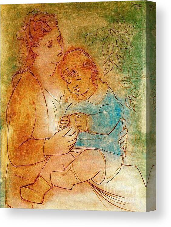 Mother And Child 1922 By Picasso Canvas Print featuring the painting Mother And Child 1922 by Picasso