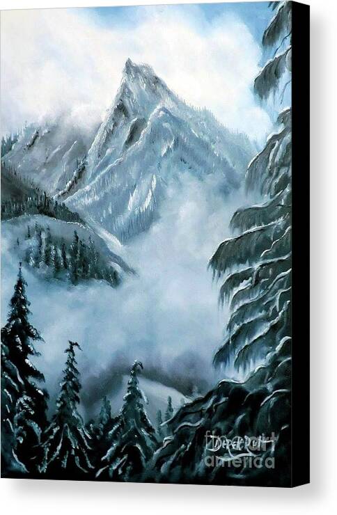 Misty Mountain By Derek Rutt Canvas Print featuring the painting Misty Mountain by Derek Rutt