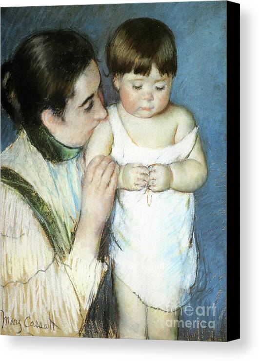 Young Thomas And His Mother By Mary Cassatt Canvas Print featuring the painting Young Thomas And His Mother by Mary Cassatt