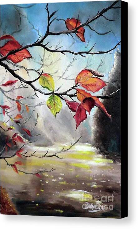 Close Up On Autumn By Derek Rutt Canvas Print featuring the painting Close Up On Autumn by Derek Rutt