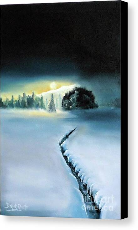Dark Sunset By Derek Rutt Canvas Print featuring the painting Dark Sunset by Derek Rutt