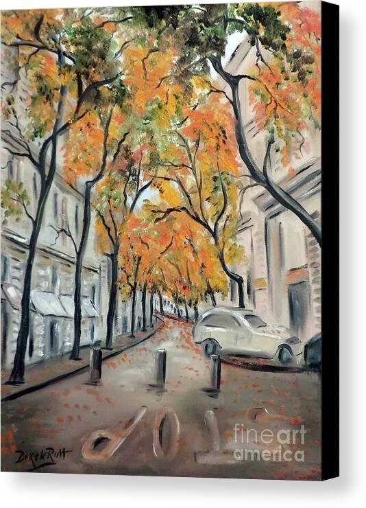 Autumn Avenue Ii By Derek Rutt Canvas Print featuring the painting Autumn Avenue II by Derek Rutt