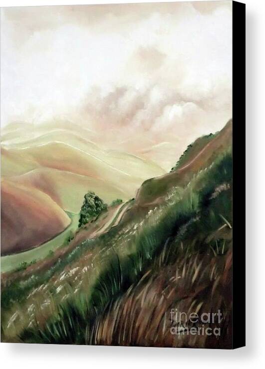 The Clouded Hills England By Derek Rutt Canvas Print featuring the painting The Clouded Hills England by Derek Rutt
