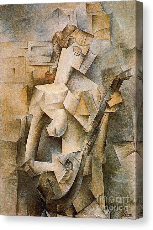 Girl With A Mandolin By Picasso Canvas Print featuring the painting Girl With A Mandolin by Picasso