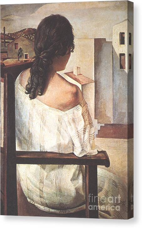 Seated Girl Seen From The Back By Dali Canvas Print featuring the painting Seated Girl Seen From The Back by Dali