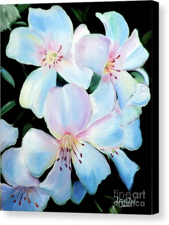 Flowers In Shades Of White By Derek Rutt Canvas Print featuring the painting Flowers In Shades Of White by Derek Rutt