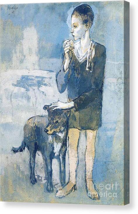 Boy With A Dog By Picasso Canvas Print featuring the painting Boy With A Dog by Picasso