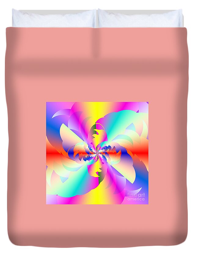 Fractured Fractal Rainbow Duvet Cover featuring the digital art Fractal Rainbow by Michael Skinner