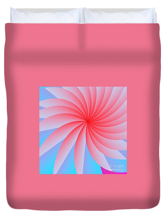 Abstract Duvet Cover featuring the digital art Pink Passion Flower by Michael Skinner