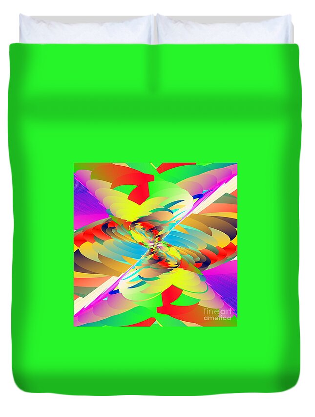 Polychromatic Maelstrom Duvet Cover featuring the digital art Rainbow Tornado by Michael Skinner