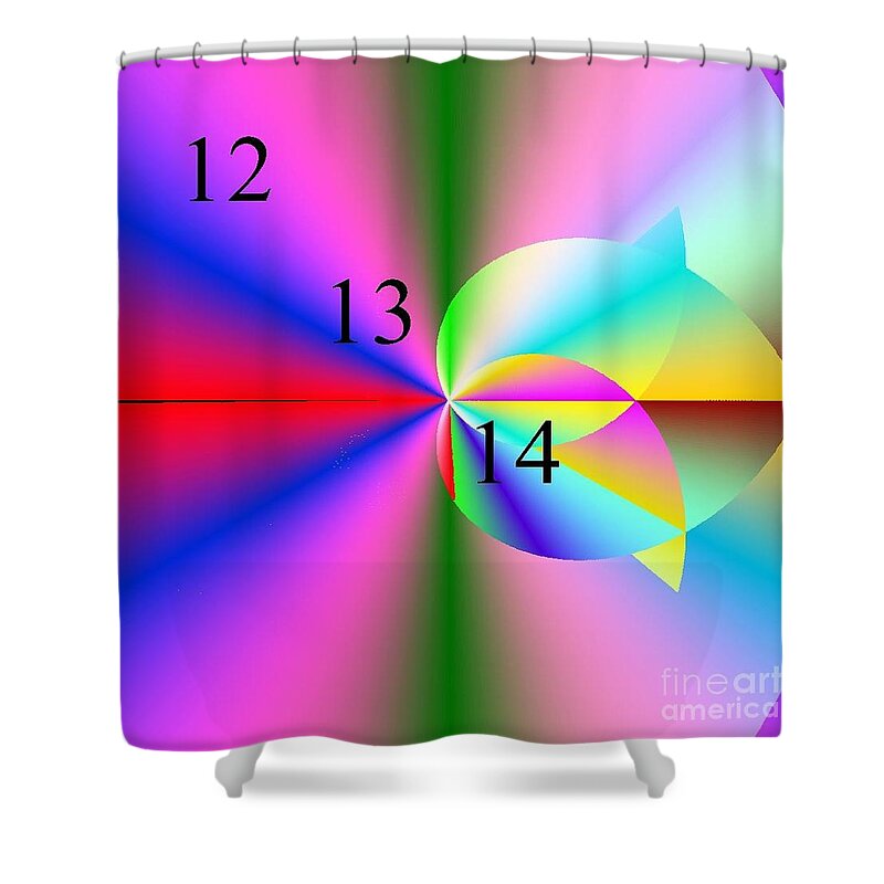 12/13/14 Rainbow Tulip Shower Curtain featuring the digital art 12/13/14 Rainbow Tulip by Michael Skinner