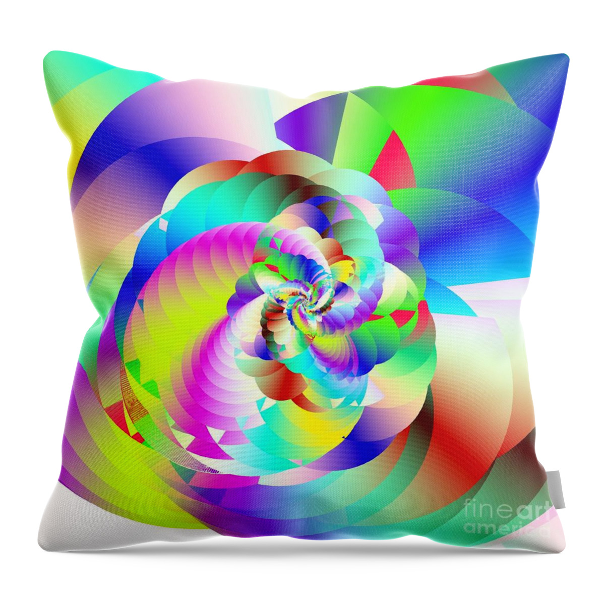 Rainbow Fractal Clouds Throw Pillow featuring the digital art Mighty Clouds Of Joy by Michael Skinner