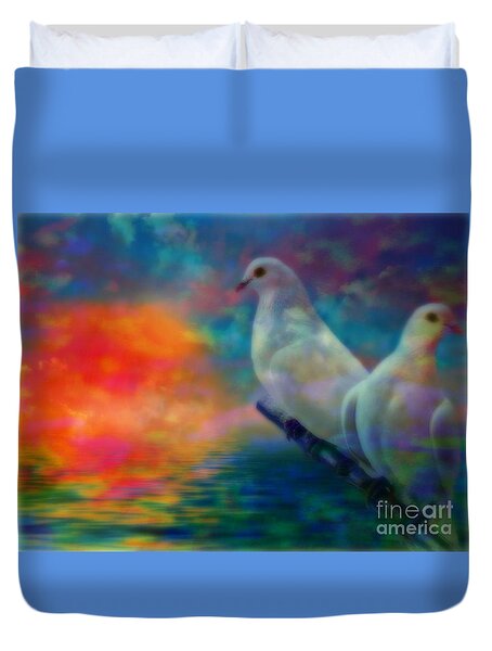 Doves On The Water Duvet Cover by WBK