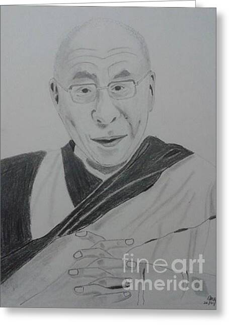 His Holiness - Dalai Lama Greeting Card by <b>Anu Radha</b> - his-holiness-dalai-lama-anu-radha