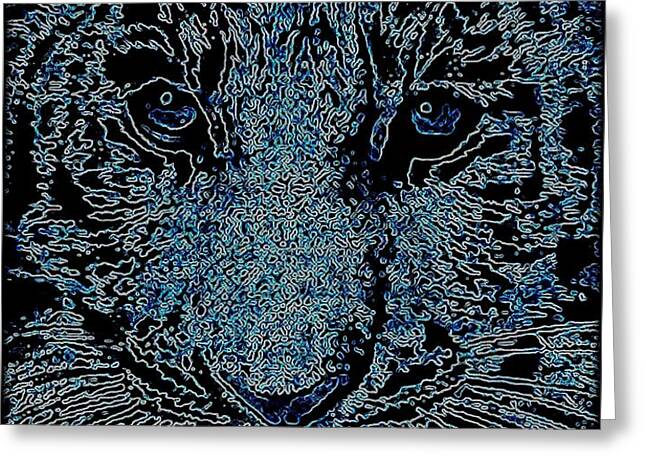 Blue Tiger Greeting Card by WBK