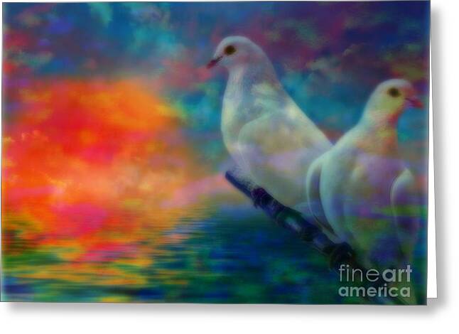 Doves On The Water Greeting Card by WBK