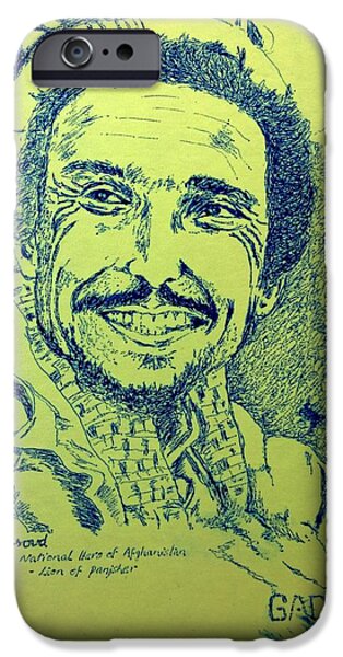 IPhone Case featuring the drawing Ahmad Shah Massoud by <b>RajKumar Gade</b> - 1-ahmad-shah-massoud-rajkumar-gade