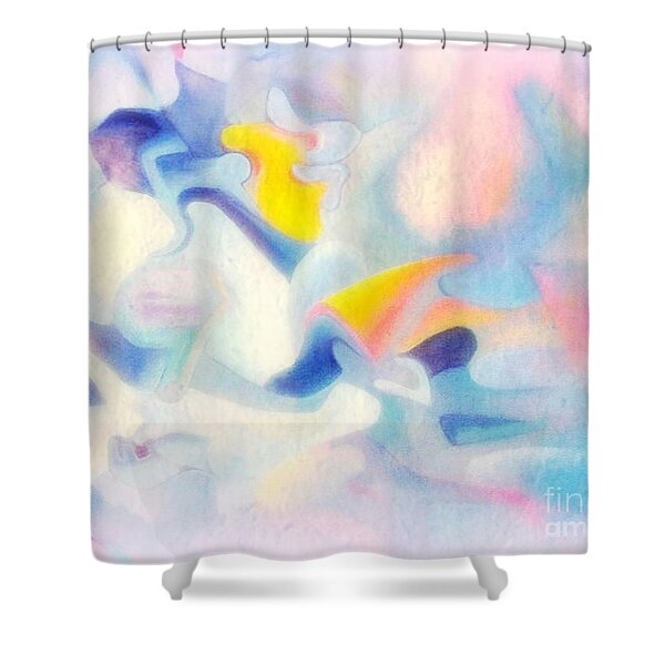 A Sky Blue Pink Shower Curtain by WBK